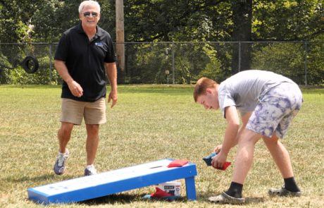 Community members enjoyed playing cornhole at the BMH Back-to-School Bash