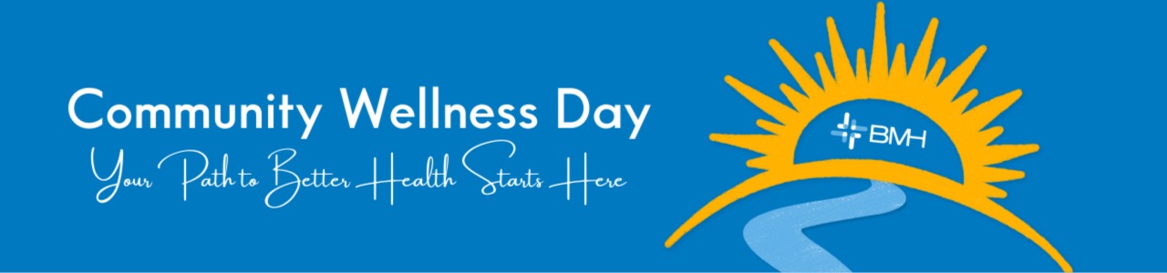 An illustrated path leading to Boone Memorial Health surrounded by a sunburst