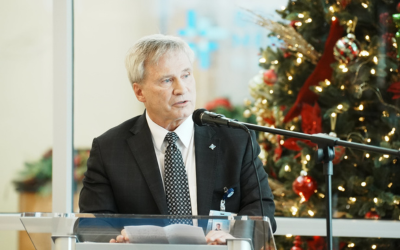 Photo of BMH President and CEO Virgil Underwood speaking from the podium at Governor Justice's Rural Hospital Grant Award Presentation